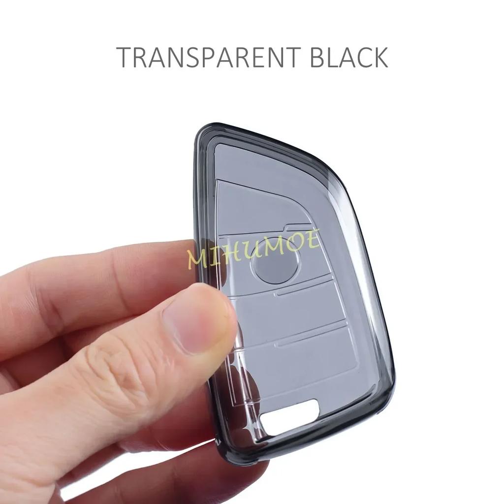 For BMW G20 G21 G22 G30 G31 F48 F39 G01 G05 G06 G07 G14 F40 F44 Black Transparent Key Fob Case Cover Keychain Light Thin