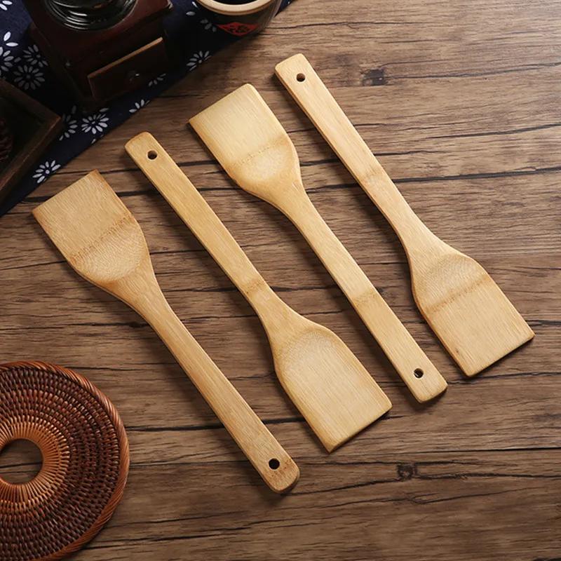 1/3pcs30cm Wooden Non-stick Spatula Spatula Rice Spoon Long Handle Unpainted Bamboo Spatula Household Kitchen
