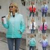 Women's Casual Stand Light Coat Short Button Pocket Down Jackets Coat