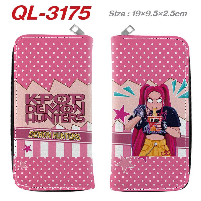 Portafoglio Lungo con Zip KPop Demon Hunters in Pelle PU Portamonete Cartone Animato per Donna Porta Carte Multipli Rosa