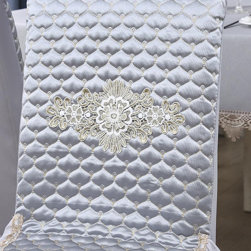 European Style Minimalist Embroidered Dining Table Fabric Mibai Lace Edge Tablecloth Elastic Chair Cover Non Slip Dining Chair Integrated Covers