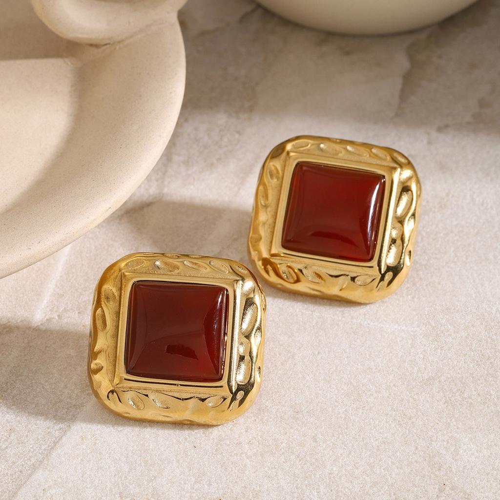 Geometric Elegant Earrings Stainless Steel Texture Ear Jewelry Fashion Square Ear Pin Suitable for Daily and Party Use