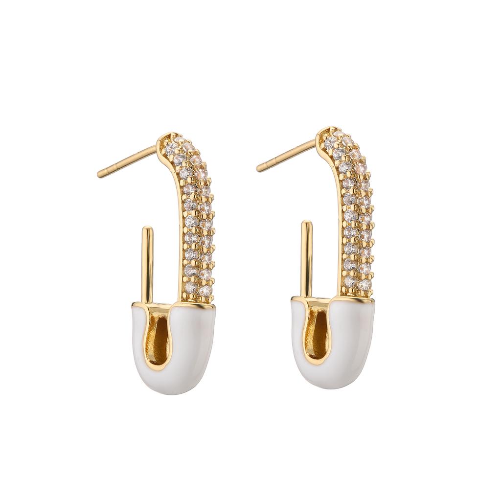 HECHENG,1 pair,Colorful Dropping Oil Earrings,Safe Pin Design Zircon,CZ Ear Stud,For Women