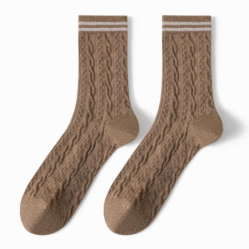 Female Autumn and Winter Trend Twist Anti Bacterial Deodorant Tube Socks