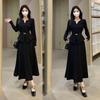 Autumn Plus Size Black Long Sleeve Top & Skirt Set for Women