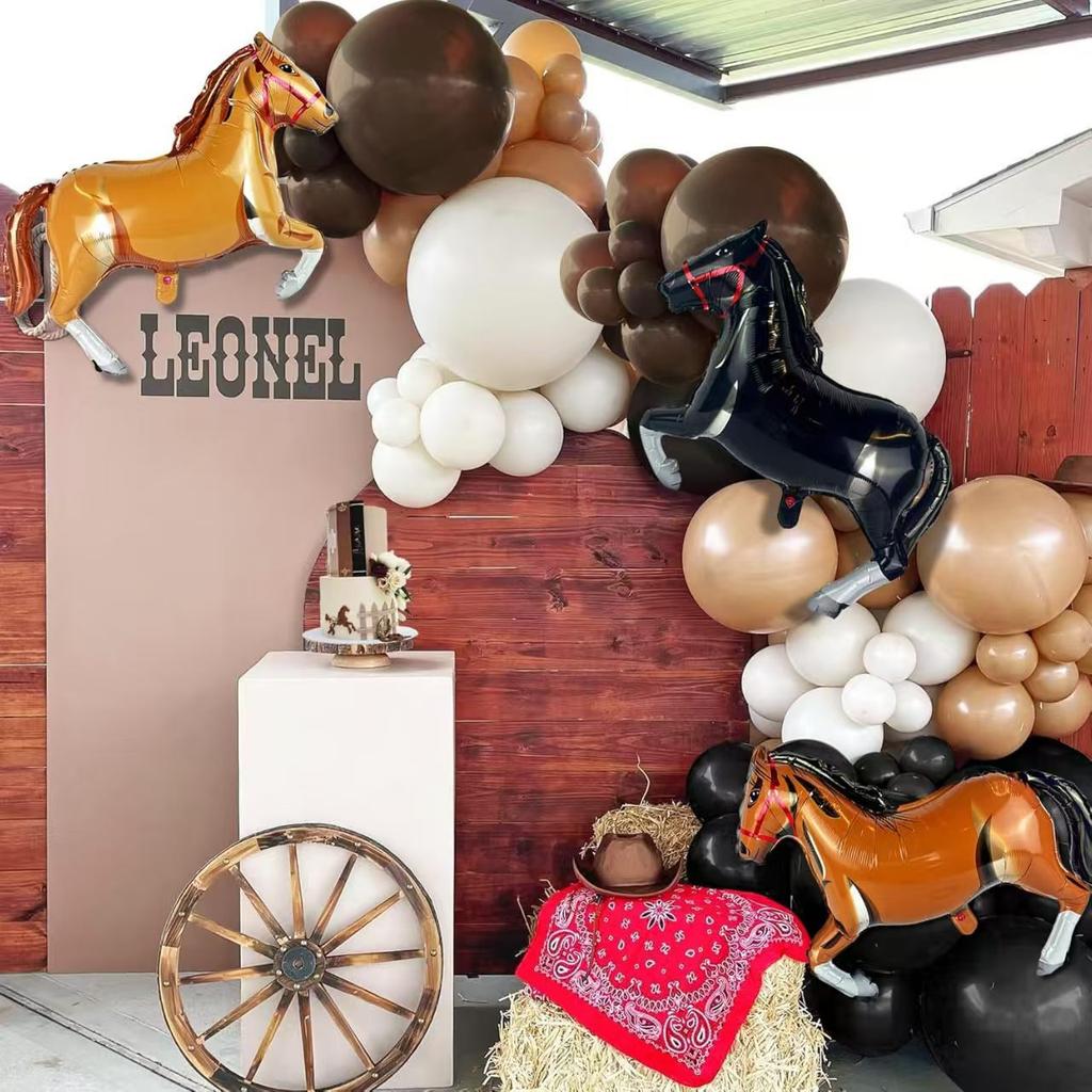 143 Western Cowboy Themed Party Decorations, Horse Balloon Wreath Set For Birthday Farm