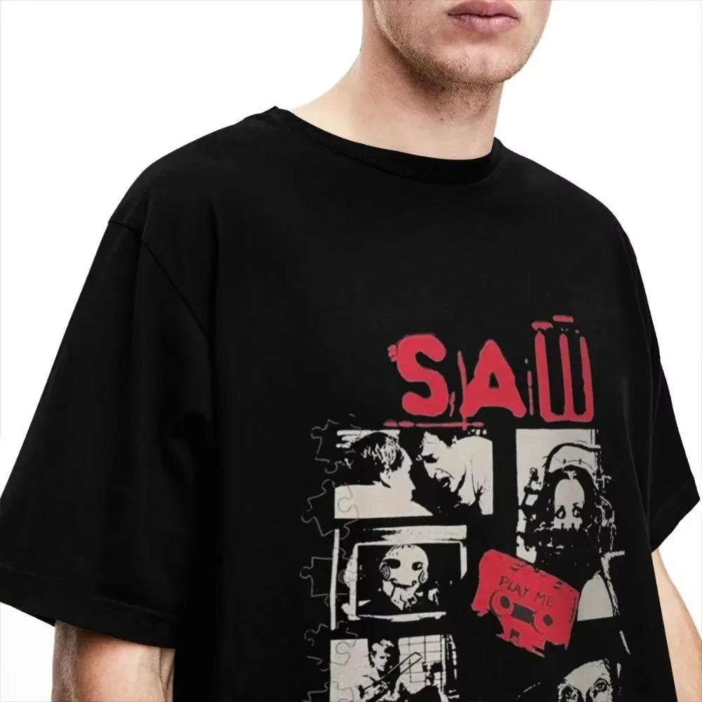 Vintage Saw Jigsaw Game Over Men Women's T Shirts Merch Humor Tees T-Shirt Cotton Plus Size Clothes