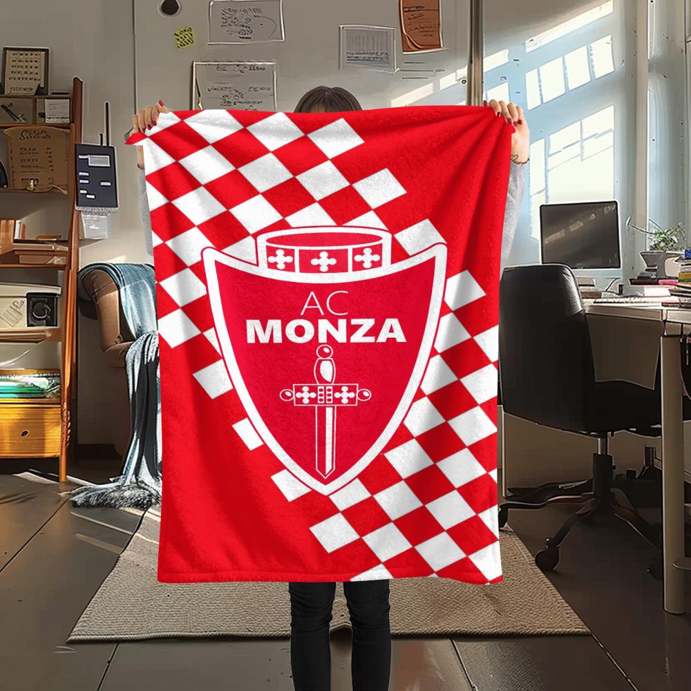 1Pc AC Monza Print Flannel Blanket High Quality Warm Comfortable Cover for All Seasons Perfect for Gifts Home Decor