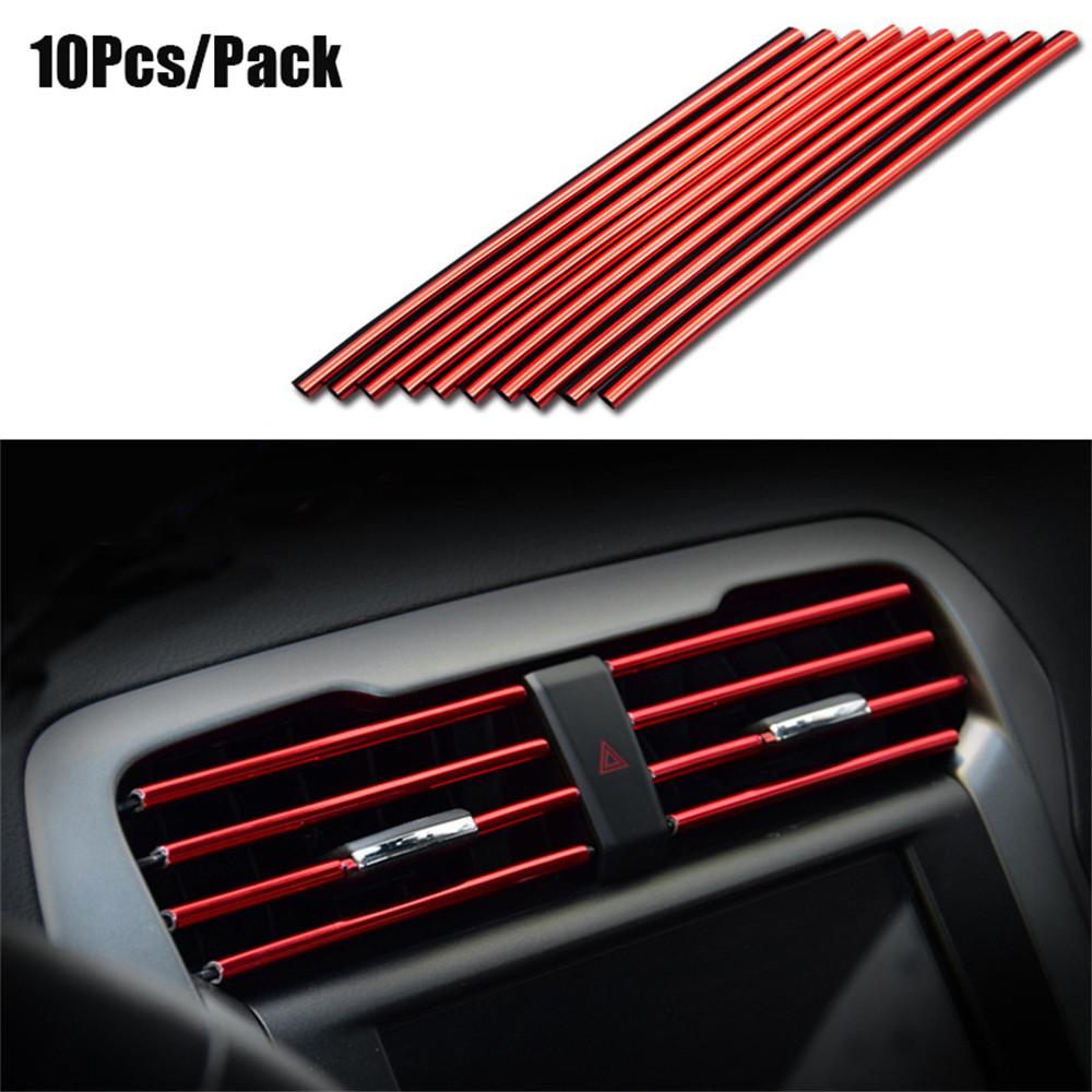 10Pcs 20cm Universal Car Air Conditioner Outlet Decorative PVC Trim Decoration Strip Car Styling Accessories For All Models