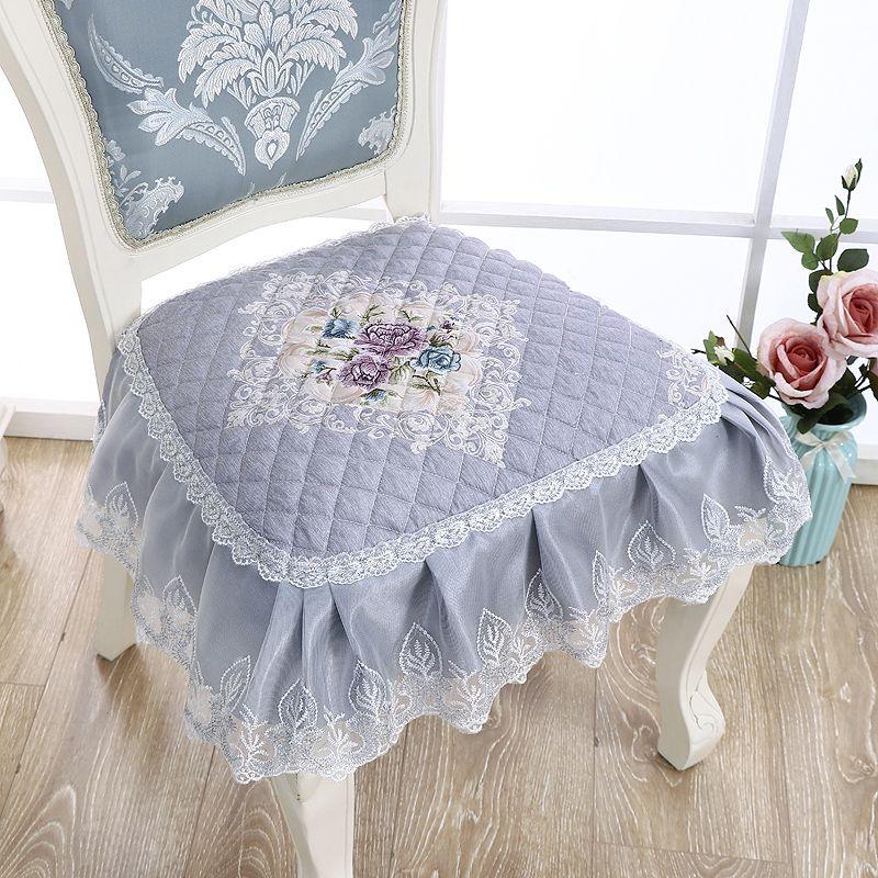 Universal Dining Chair Non-Slip Mat, Simple Solid Color Lace, Soft Stool Pads, Polyester, Machine Washable, Washable, Casual Style, All-Season