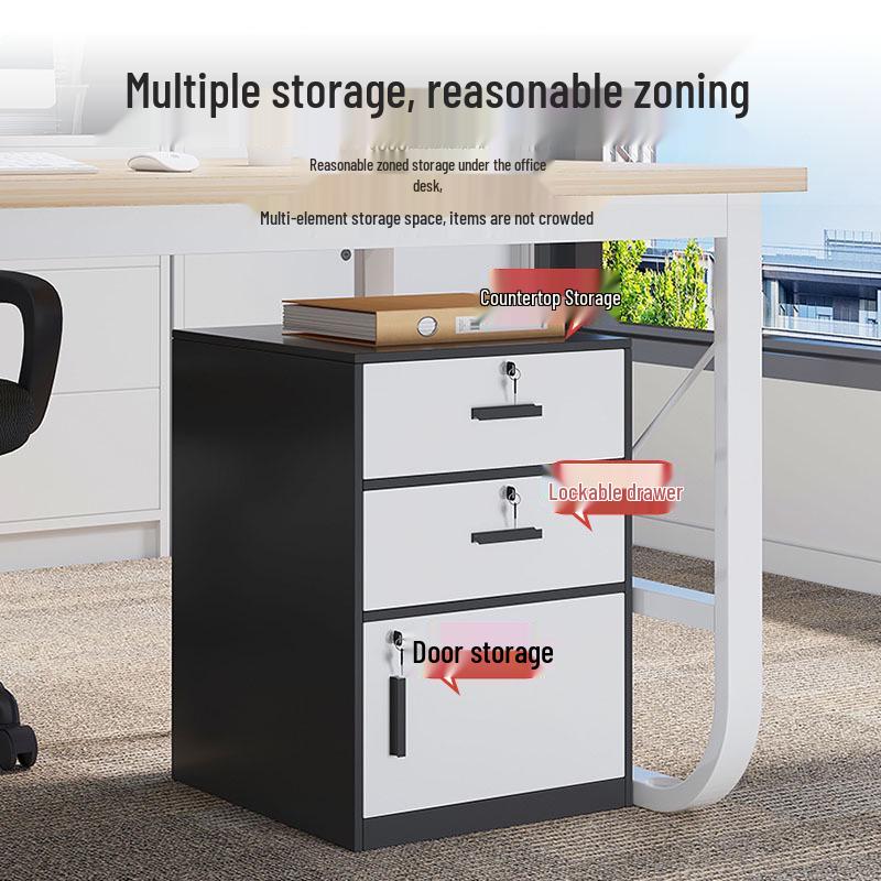 Office Mobile Filing Cabinet with Lock, Wheels, and Drawers