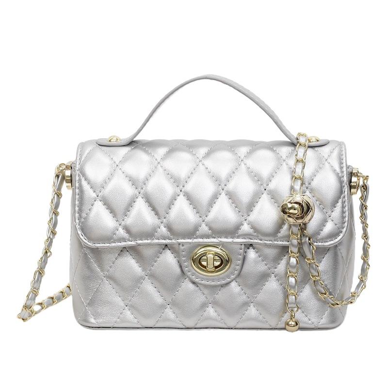 Women's bag 2025 new fashionable and versatile high-end shoulder messenger bag small fragrant wind diamond chain portable small square bag