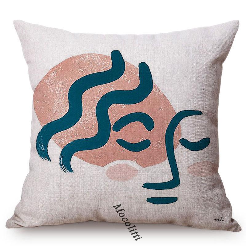 Modern Sketch Art Home Decoration Sofa Pillow Case Abstract Geometric Line Design Sexy Woman Face Decorative Chair Cushion Cover