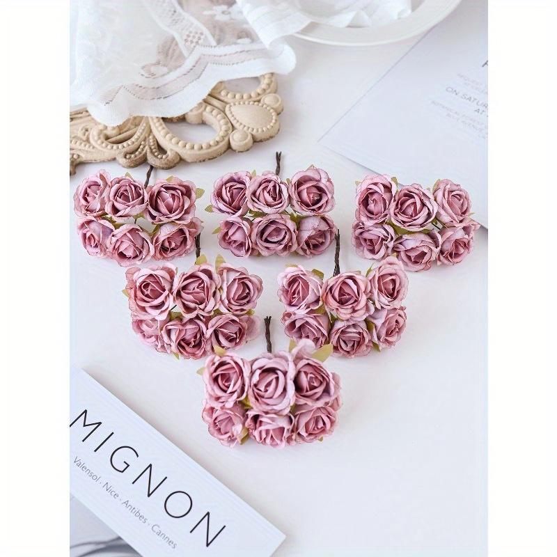 1 Bundle (6 Heads) Artificial Bouquet MINI Rose Tea Bud Letter DIY Wreath Material Candy Box Accessories Home Wedding Decoration Bride Wrist Flower