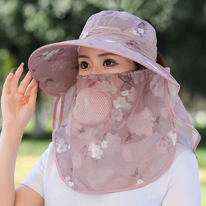 Light Sunshade Hat With Large Rim/Women'S Outdoor Tea Plucking Hat/Shawl Cap With Face Shield And Neck Protector