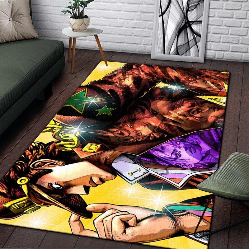 Jojo Anime Beautiful Painting Carpet for Living Room Large Area Rug Black Soft Carpet Home Decoration Mats Boho Rugs Picnic