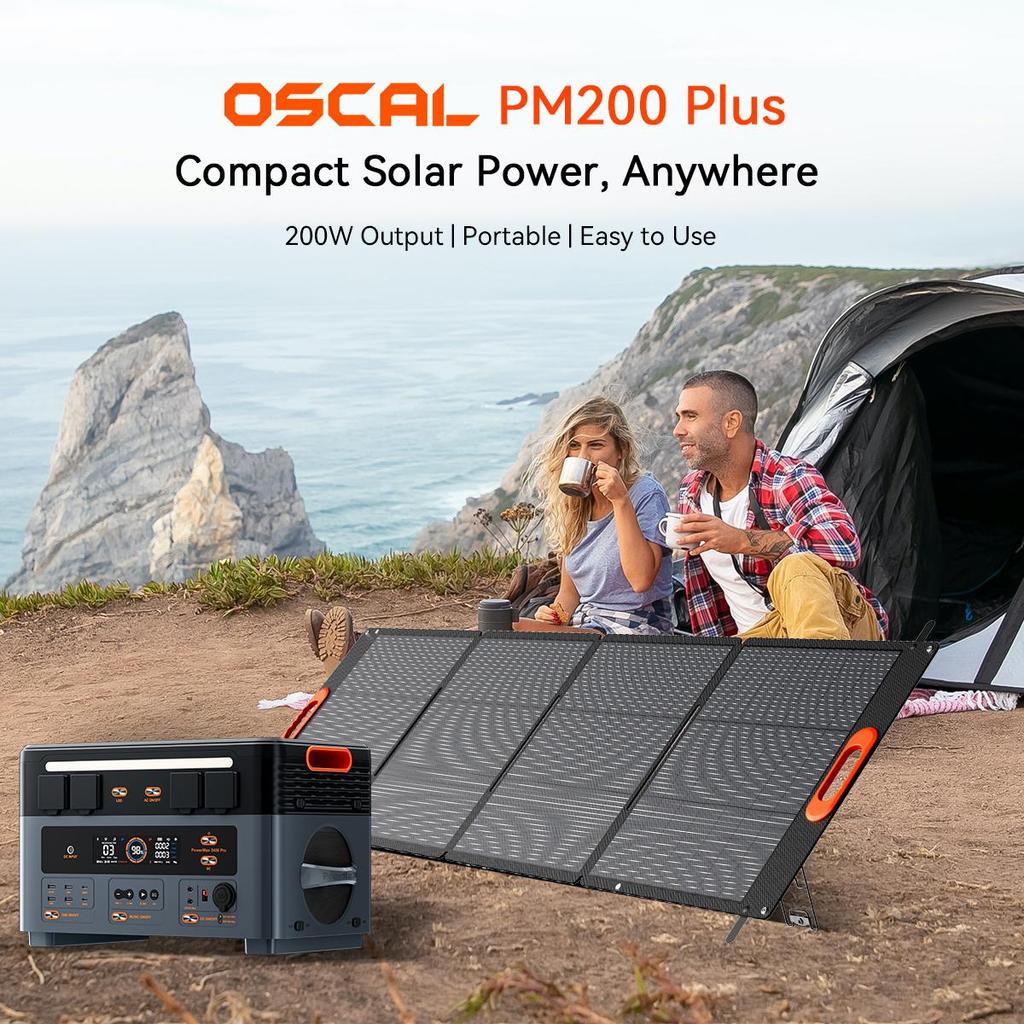 OSCAL PM200 Plus Foldable Solar Panel 200W Solar System for Power Station