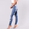 Dámské módní roztrhané džíny strečové tenké žebravé kalhoty ležérní džínové kalhoty s vysokým pasem legíny kalhoty