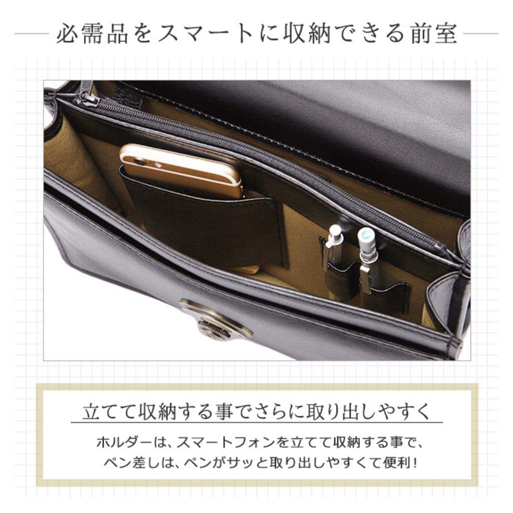 [Japanese Bag] Toyooka-made, Artisan-crafted Genuine Leather Second Bag, A5 Size, 620g, Lightweight, with Lock, Perfect for Casual, Formal, and