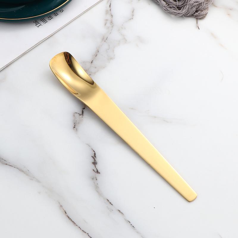 Stainless steel flat head spoon household dessert spoon dumpling spoon stuffing spoon long handle digging spoon ice cream cake spoon