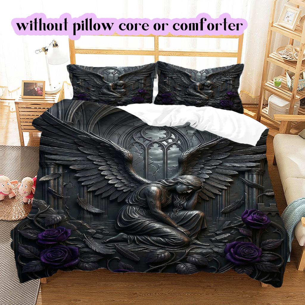 Metal reliefs Pattern Bedding Quilt Set Quilt Cover Pillowcase Home Decoration Birthday Gift (1 * duvet cover + 2 * pillowcase, without core)