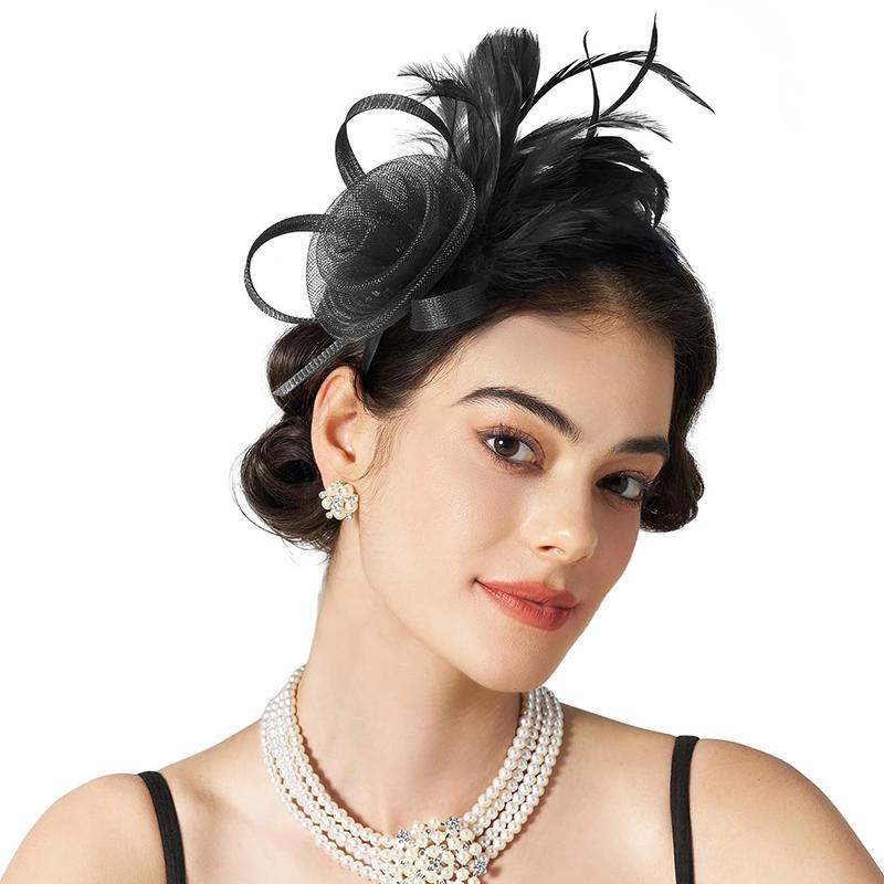 1 Pièce Bandeau Coiffe Plume Ornements de Cheveux Bandeau Élégant pour Femmes Vintage Dames Maille