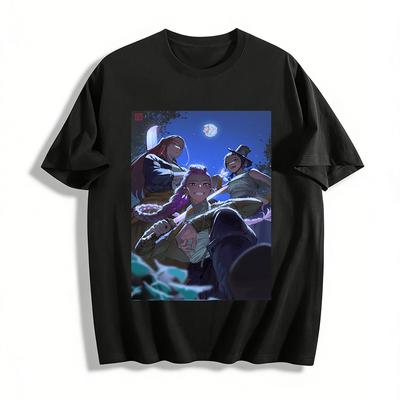 Cool and Stylish Girl Group Anime Print T-shirt Street Style Loose Breathable Unisex Top Pure Cotton T-shirt
