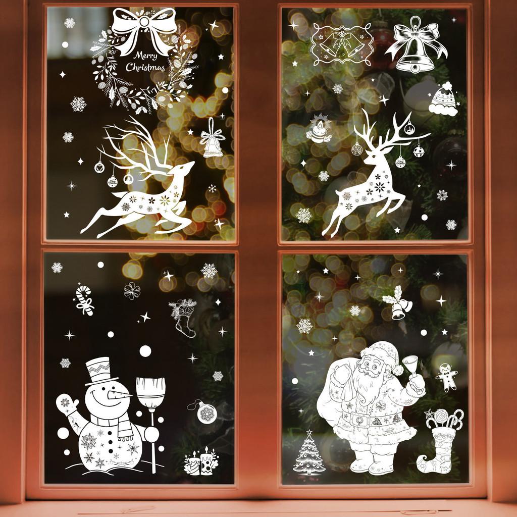Vinyl Christmas Window Decals Snowflake Reindeer Decor For Season Festive