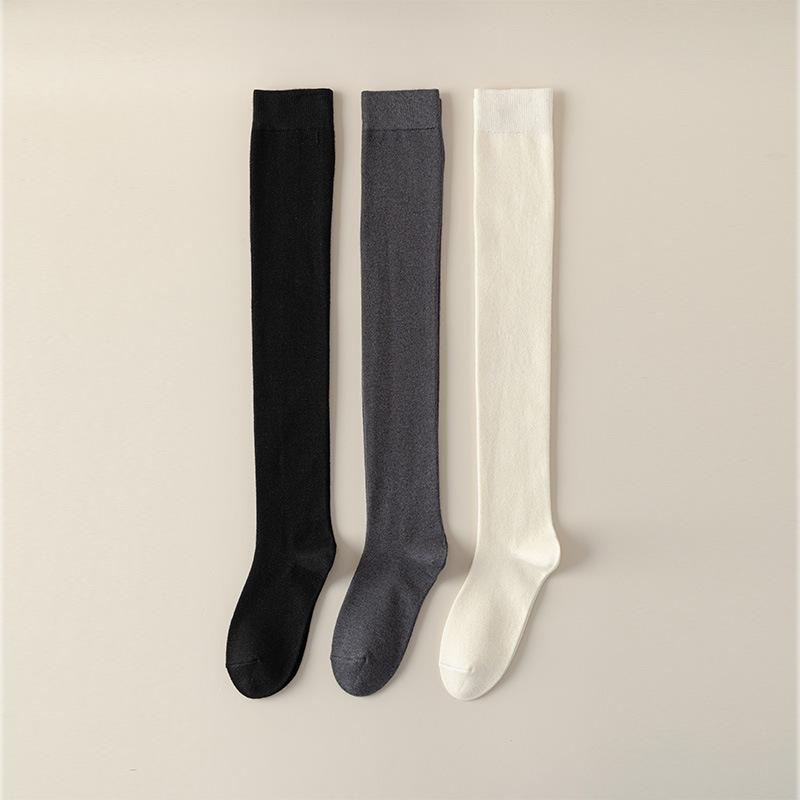 Knee Socks Autumn And Winter Thickened Pressure Socks Thin Japanese Jk Socks Solid Color Versatile Double Needle Long Thigh Socks Women