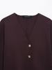 TAOP&ZA Women's Spring V-Neck Slim-Fit Double-Breasted Knitted Cardigan 
