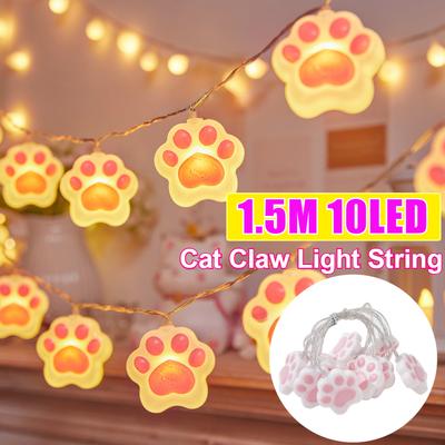 LED Cat Claw Light 10LED String Warm Yellow Light Bedroom Home Christmas Outdoor Backyard Decoration Garland Lamp Girl Gifts