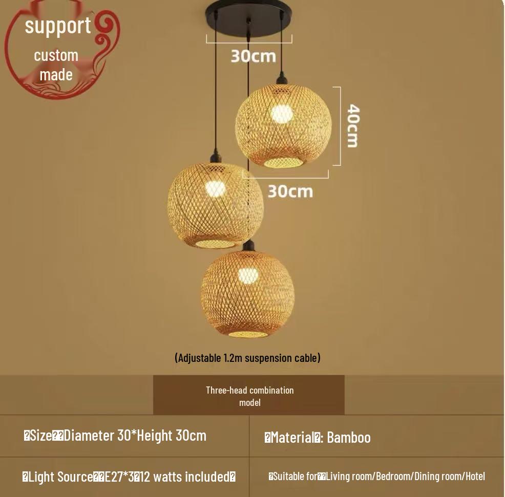 Bamboo Weaving Pendant Lamp - Zen Tea Room & Restaurant Lighting, New Chinese Style Rattan Lantern
