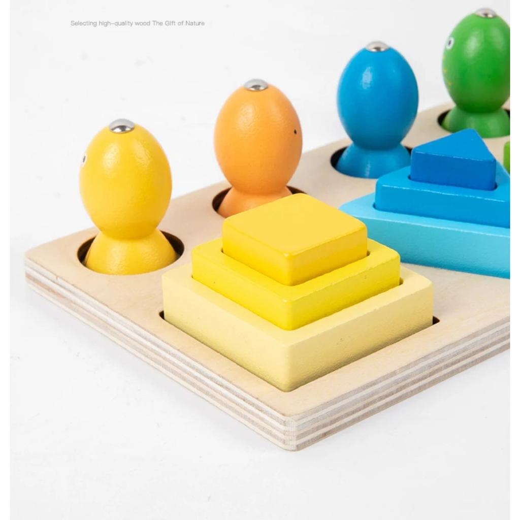 Montessori Wood Toys for Kids Wooden Sorting Stacking Toys for Baby Toddlers Educational Shape Color Sorter Preschool Kids Gifts