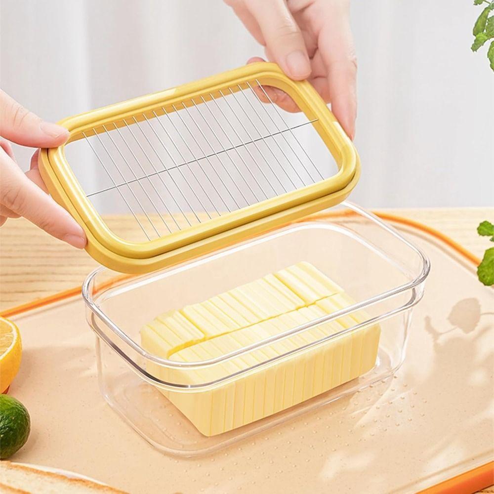 Easy Cutting Two Sticks Butter Butter Slicer Cutter with Lid Butter Box  for Fridge