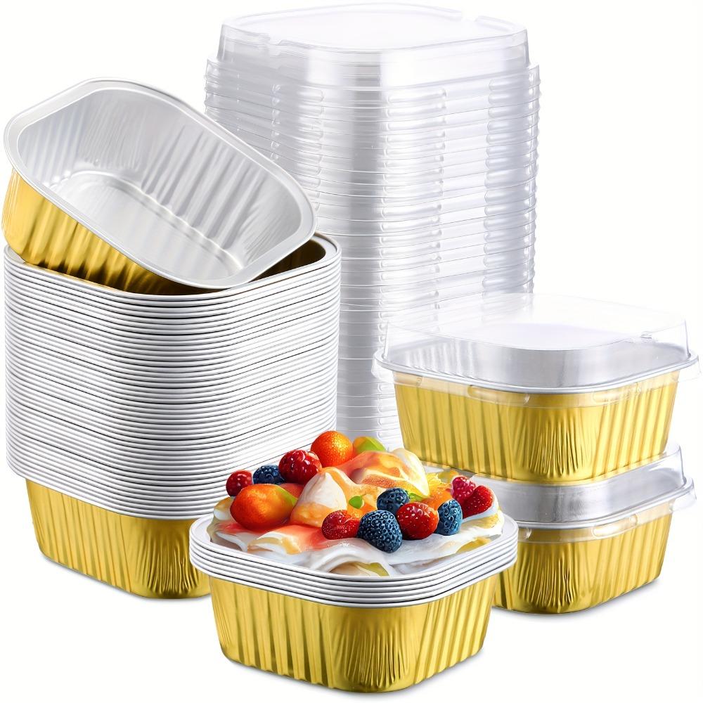 50pcs Square/Round Tin Muffin Boxes with Lids Dessert Container Mini Cupcake Mold  Commercial