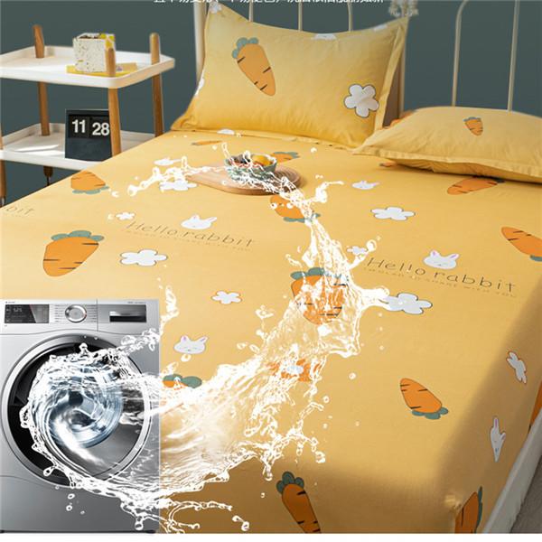 3PCS Waterproof Mattress Protector Cover Elastic Fitted Sheet Bedding Linen Sheet With 2 Pillowcase