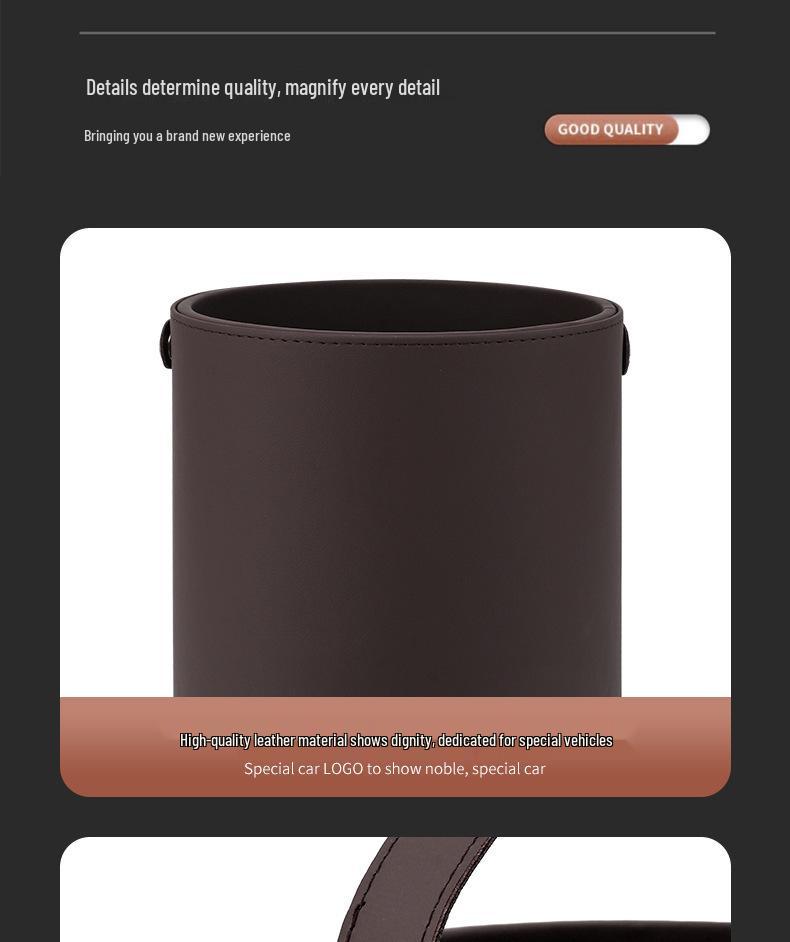 Leather Multifunctional Car Trash Can & Storage Bucket