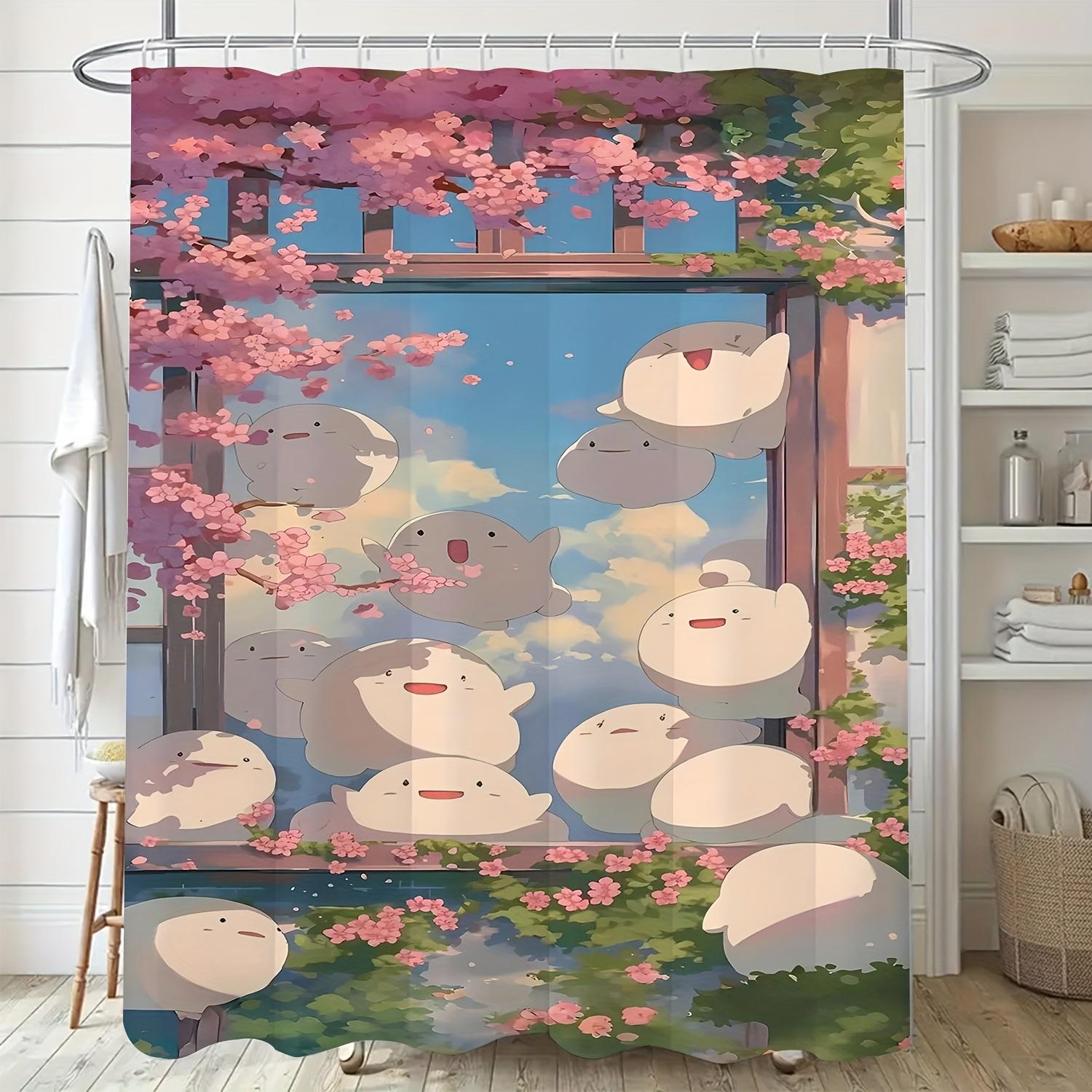 

The Charming White Ball Shower Curtain And Bathroom Decoration Perfectly Add The Charm Of Spring W60H190(CM)-1 Pcs