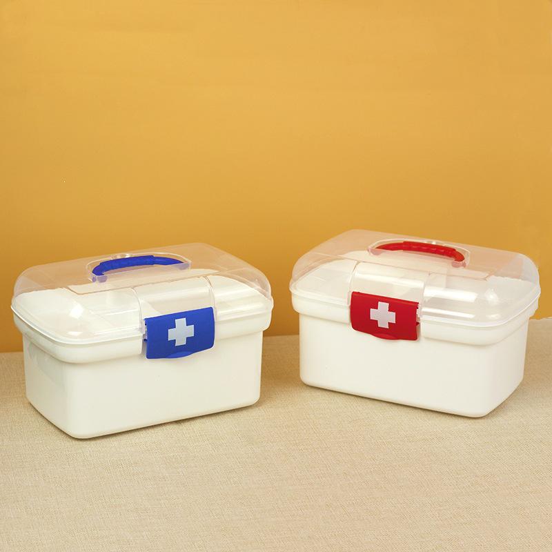 Portable Layered Medicine Storage Box with Compartments for Dormitory and Household Use
