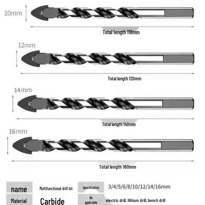 Tile and Concrete Triangle Drill Bit for Glass & Woodworking - Electric Hole Punching Tool