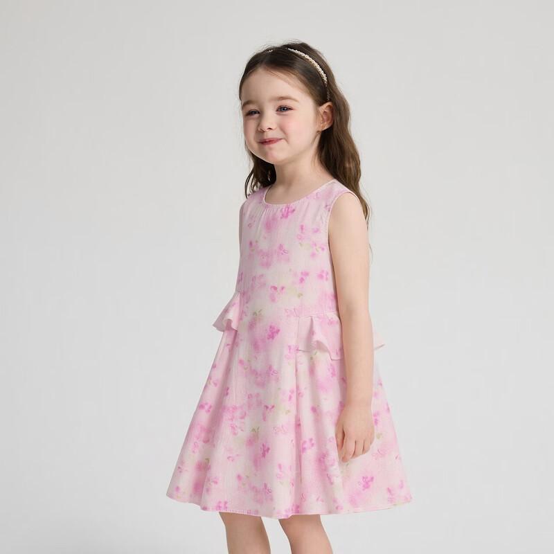 Deesha Girls' Sweet Floral Sleeveless Cotton Dress