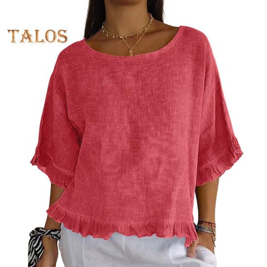 

Женская блузка с коротким рукавом, весна-лето, круглый вырез, повседневная свободная рубашка-пуловер для повседневного офиса, вечеринки, путешествия XXL арбуз красный