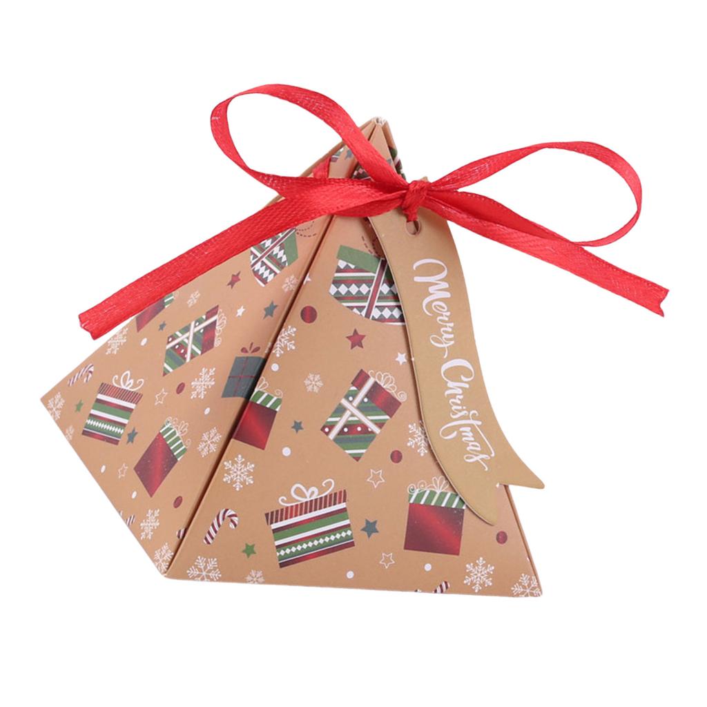 Set of 50 Christmas Themed Triangle Treat Boxes Sophisticated Triangle Christmas Candy Paper Boxes with Festival Charm