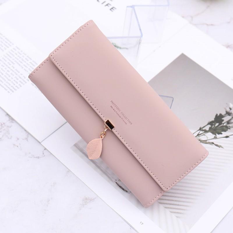 Korean Style Women's Leather Clutch – Zipper Buckle Wallet with Large Capacity