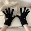 Miling Embroidered Bear Convertible Knitted Gloves