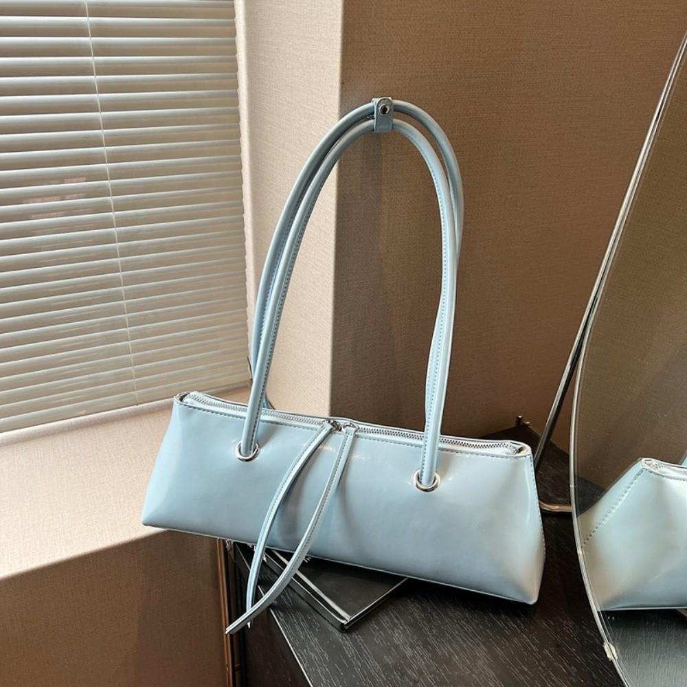 Sweet French Stick Handbag Solid Color Texture Underarm Bags All-match PU Shoulder Bag  Travel