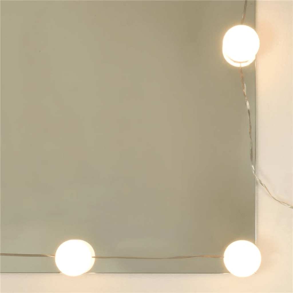 Makeup Table Set with LED Lighting Concrete Grey Wood Based Material