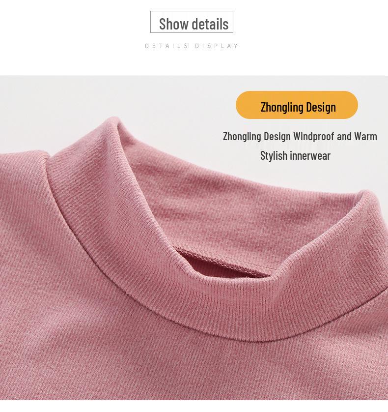 Children's Brushed Collar Underwear Set - Boys and Girls Warm Solid Color Autumn/Winter Pajamas