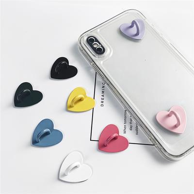 2/5PCS Cute DIY Adhesive Phone Charm Holder Metal Heart Mobile Phone Case Finger Ring Stand Phone Chain Decoration Hooks