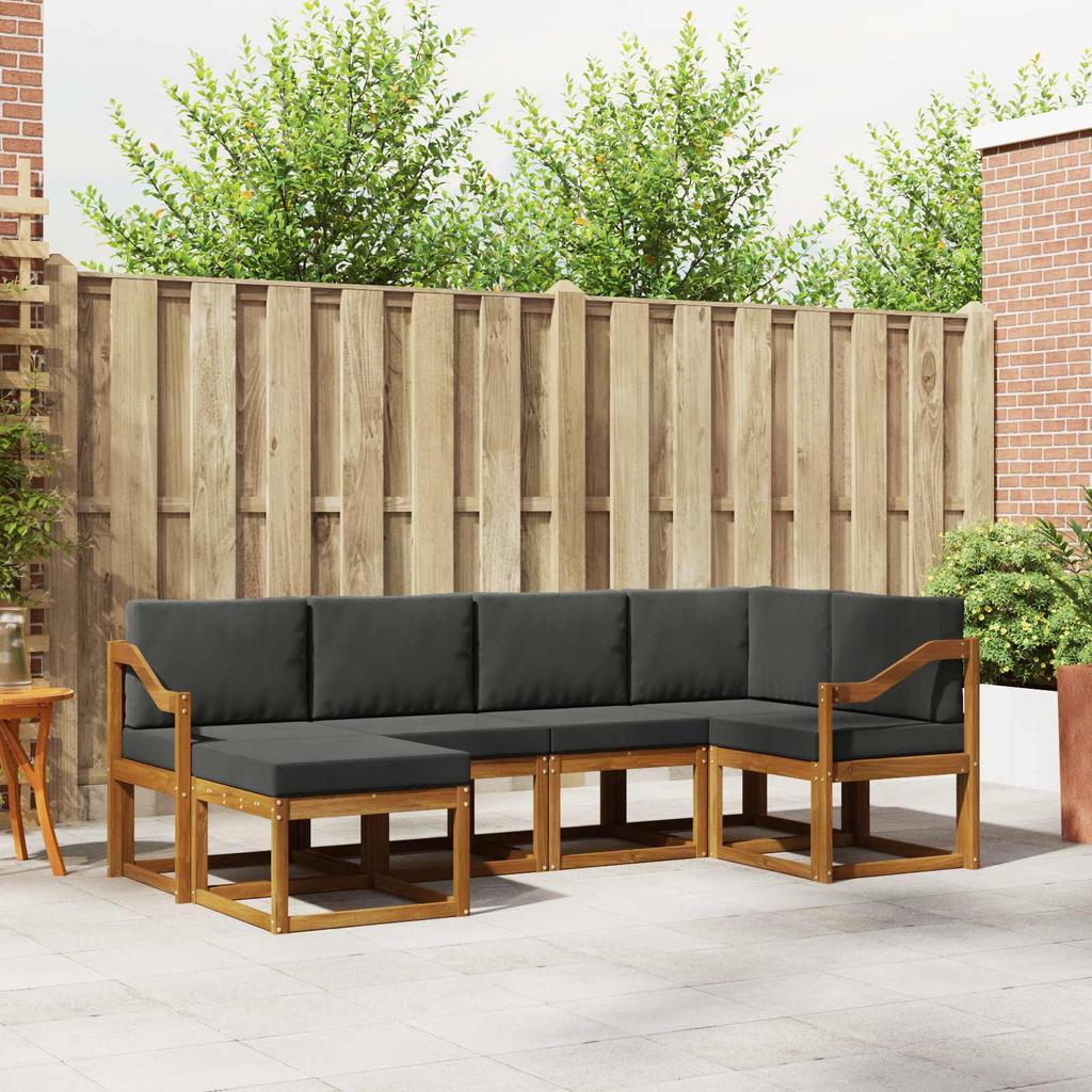 Outdoor Sofa Set with Cushions 6 pcs Natural and Anthracite